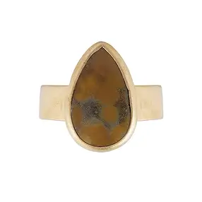 Ring ocean jasper, drop (18 x 10mm,) size 54 (17), gold-plated | Marco Schreier