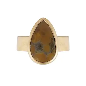 Ring ocean jasper, drop (18 x 10mm,) size 60 (19), gold-plated | Marco Schreier