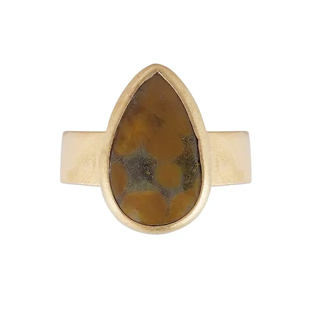 Ring Ozean-Jaspis, Tropfen (18 x 10mm,) Größe 63 (20), vergoldet | Marco Schreier