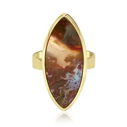 243009220352 Bague Jaspe océan Marquise, taille 57, plaquée or | Marco Schreier