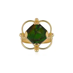243009230309 Ammolite Cushion ring (12 x 12mm), size 60 (19), gold-plated | Marco Schreier