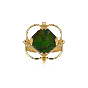 Ring Ammolith Cushion (12 x 12mm), Größe 60 (19), vergoldet | Marco Schreier