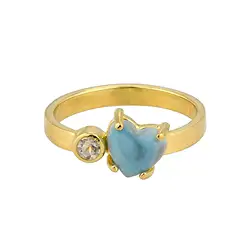 243009240026 Larimar ring, heart (7mm), topaz, gold-plated, size 57 (18) | Marco Schreier