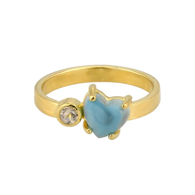 Anello Larimar, cuore (7 mm), topazio, placcato oro, misura 60 (19) | Marco Schreier