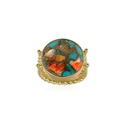 243009240149 Anillo Piedra Mohave (rec.), redonda (18mm), talla 57 (18), chapado en oro  | Marco Schreier