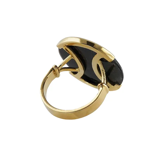 Ring Perlmutt, Yin Yang rund (25mm), Größe 60 (19) vergoldet | Marco Schreier