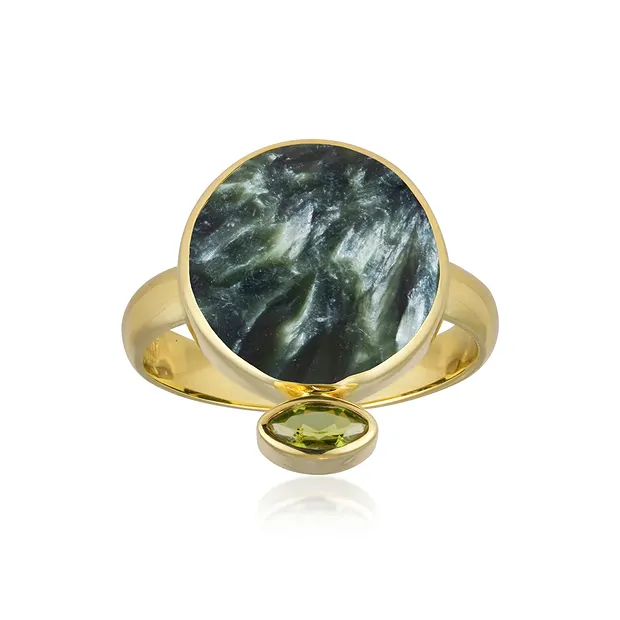 Ring Serafinit rund (17mm), Größe 57 (18), vergoldet | Marco Schreier