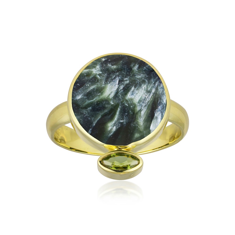 Ring Serafinit round (17mm), size 63 (20), gold-plated  | Marco Schreier