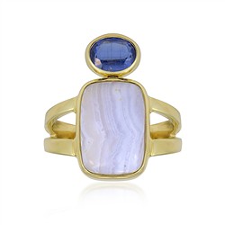 243009250056 Ring Chalcedon Rechteck, Disthen Oval, vergoldet, Größe 60 (19) | Marco Schreier