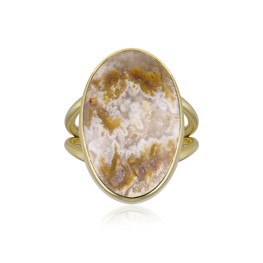 Anillo Caramel-Druzy, oval, talla 60 (19), chapado en oro | Marco Schreier