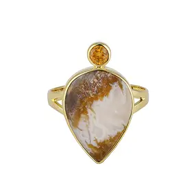 Ring Caramel-Druzy, drop, garnet, size 54 (17), gold-plated | Marco Schreier