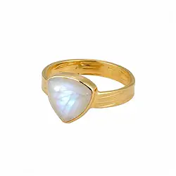 243009260068 Bague en Labradorite (blanche), taille « trillion » (12 × 12 mm), taille 63 (20), plaquée or | Marco Schreier