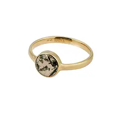 243009260077 Bague en agate mousse, ronde, taille 63 (20), plaquée or | Marco Schreier