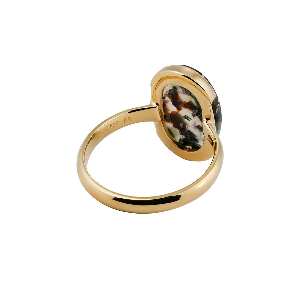 Anello con calcedonio Venus, ovale (17 × 11 mm), misura 57 (18), placcato in oro | Marco Schreier