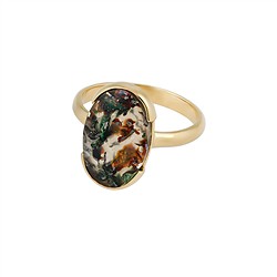 243009260081 Anello con calcedonio Venus, ovale (17 × 11 mm), misura 60 (19), placcato in oro | Marco Schreier