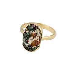 243009260082 Bague Vénus-Calcédoine, ovale (17 × 11 mm), taille 63 (20), plaquée or | Marco Schreier