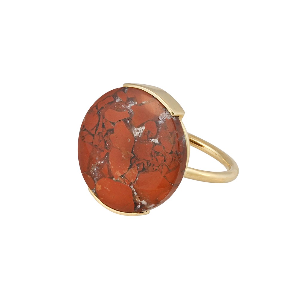Bague Dragon Lace en agate, ronde, taille 57 (18), plaquée or | Marco Schreier