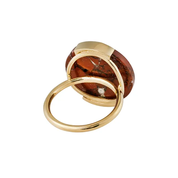 Bague Dragon Lace en agate, ronde, taille 60 (19), plaquée or | Marco Schreier