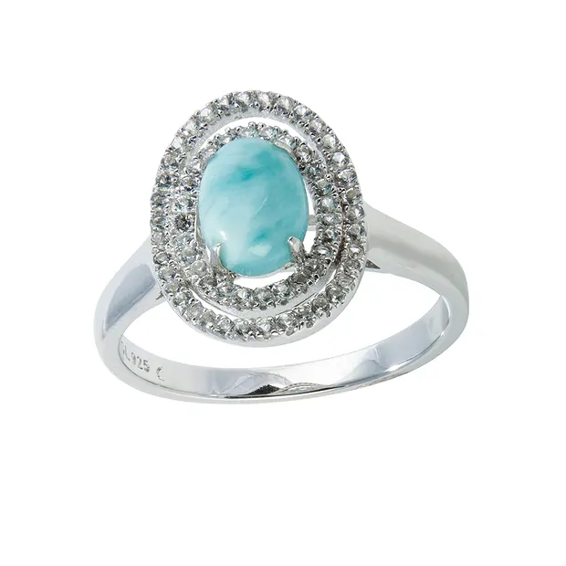 Anello Larimar, ovale (8 x 6 mm), topazio, misura 52, rodiato | Marco Schreier