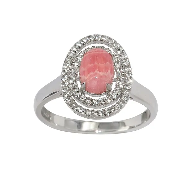 Ring Rhodochrosit, Topas, Größe 59, rhodiniert | Marco Schreier