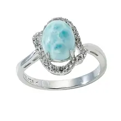 243018140032 Ring Larimar, Oval (9 x 7mm), Topas, rhodiniert, Serie 9, Größe 54 | Marco Schreier
