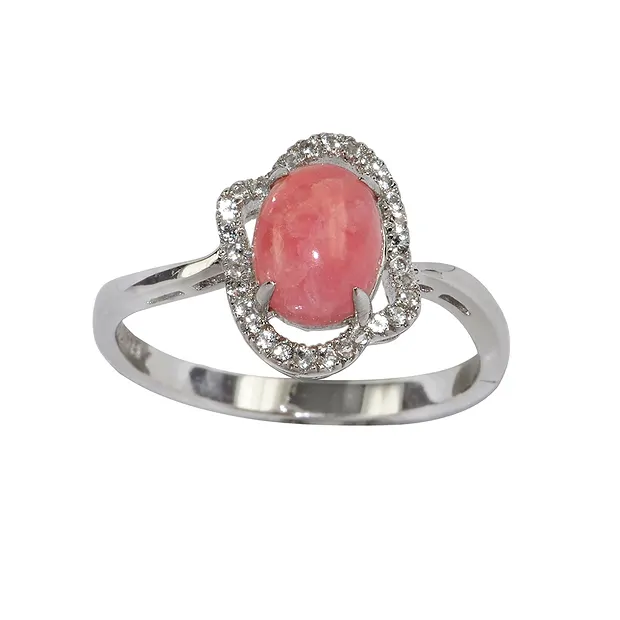 Ring Rhodochrosit, Topas, Größe 62, rhodiniert | Marco Schreier