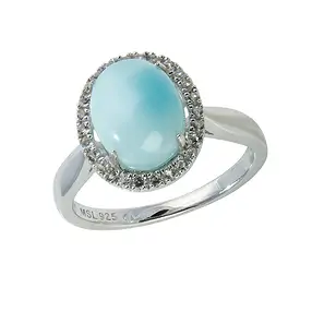 Larimar ring, oval (10 x 8mm), topaz, rhodiniert, size 54 | Marco Schreier