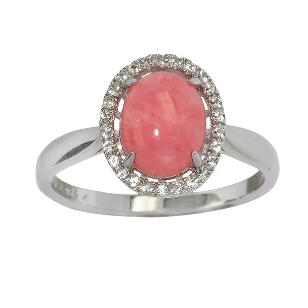 Rhodochrosite ring, topaz, size 52, rhodiniert | gems, healing stones & jewelry