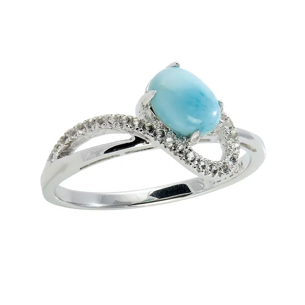 Ring Larimar, Oval (7 x 5mm), Topas, rhodiniert, Größe 54 (17) | Marco Schreier