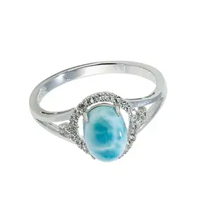Ring Larimar, Oval (9 x 7mm), Topas, rhodiniert, Größe 62 | Marco Schreier