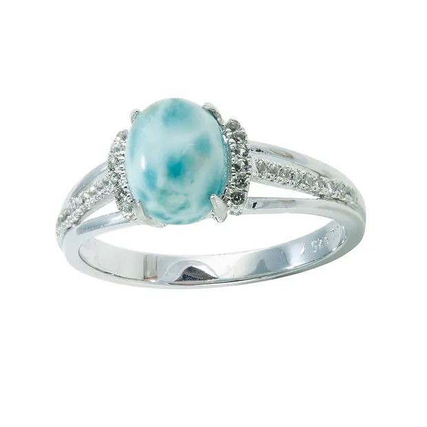 Serie 6 Ring Larimar, Topas, Gr. 62, rhodiniert | Marco Schreier