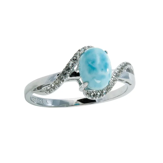 Série 2 bague Larimar, Topaze, taille 52, rhodié | Marco Schreier
