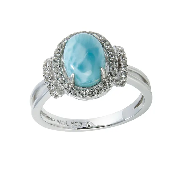 Serie 7 Ring Larimar, Topas, Gr. 60, rhodiniert | Marco Schreier