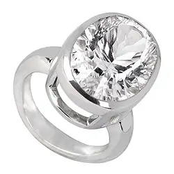 243018160072 Bague Cristal de roche ovale, facettée, argent rhodié, taille 59 | Marco Schreier