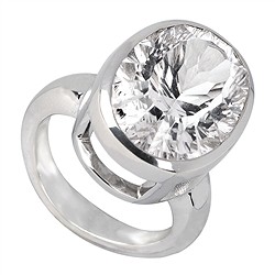 243018160073 Anillo Cristal de roca ovalado, facetado, plateado rodinado, talla 61 | Marco Schreier