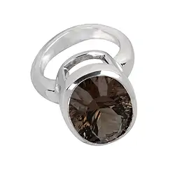 243018160075 Ring Rauchquarz oval, facettiert, Silber rhodiniert, Gr. 55 | Marco Schreier
