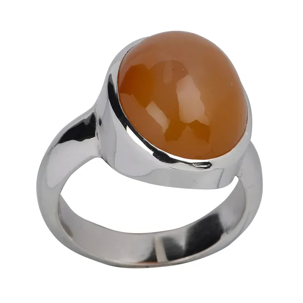 Ring Carneol (natur) oval, Gr. 59, rhodiniert | Edelsteine, Heilsteine & Schmuck