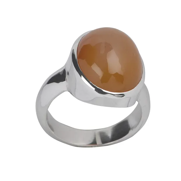 Carnelian (natural) oval ring (18 x 14mm), size 61 (19.5), rhodiniert  | Marco Schreier