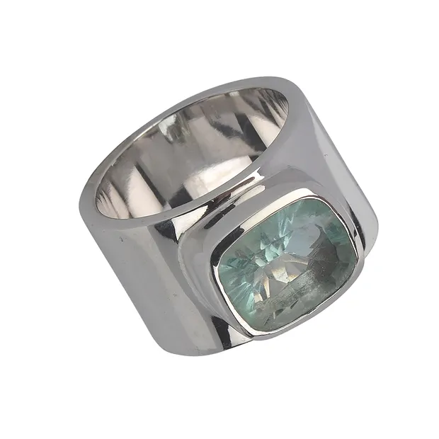 Ring Fluorit grün, Gr. 59, rhodiniert | Edelsteine, Heilsteine & Schmuck-Handel