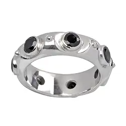 243018160109 Ring Spinelle (schwarz), Größe 61, rhodiniert | Edelsteine, Heilsteine & Schmuck