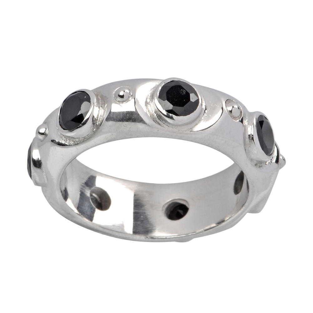 Spinel ring (black), size 61, rhodiniert | wholesaler gems & healing stones