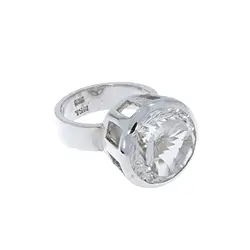 243018160137 Ring Bergkristall rund, facettiert, Größe 55, rhodiniert | Marco Schreier