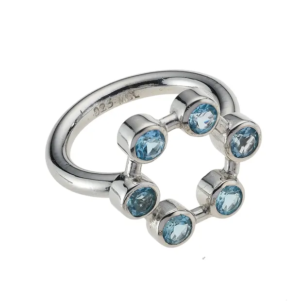 Topaz (blue) ring (circle), size 55, rhodiniert | gems, healing stones & jewelry