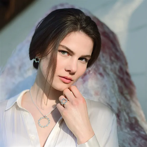 Ring Topas blau (Kreis), Größe 59, rhodiniert | Edelsteine, Heilsteine & Schmuck