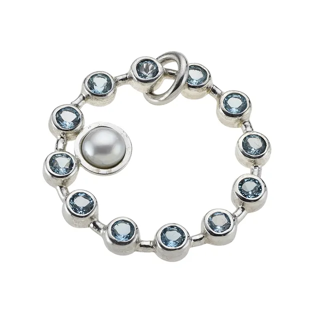 Ring Topas blau (Kreis), Größe 59, rhodiniert | Edelsteine, Heilsteine & Schmuck
