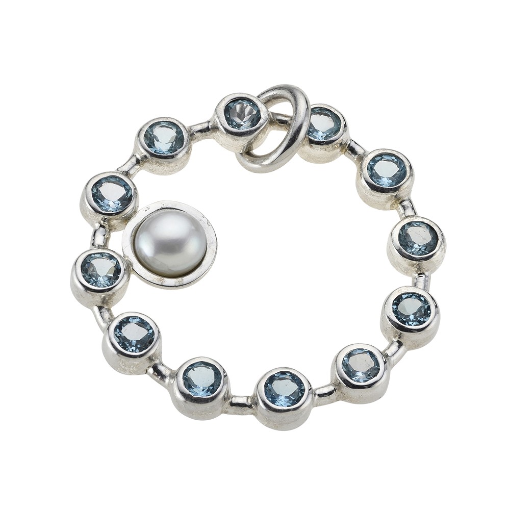 Ring Topas blau (Kreis), Größe 61, rhodiniert | Edelsteine, Heilsteine & Schmuck