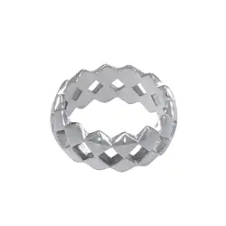 243018170012 Anello "a scacchiera", rodiato, misura 63 | grossista gemme e pietre curative