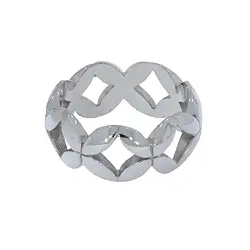 243018170015 Square "Blossom" ring, size 55, rhodiniert | wholesaler gems & healing stones