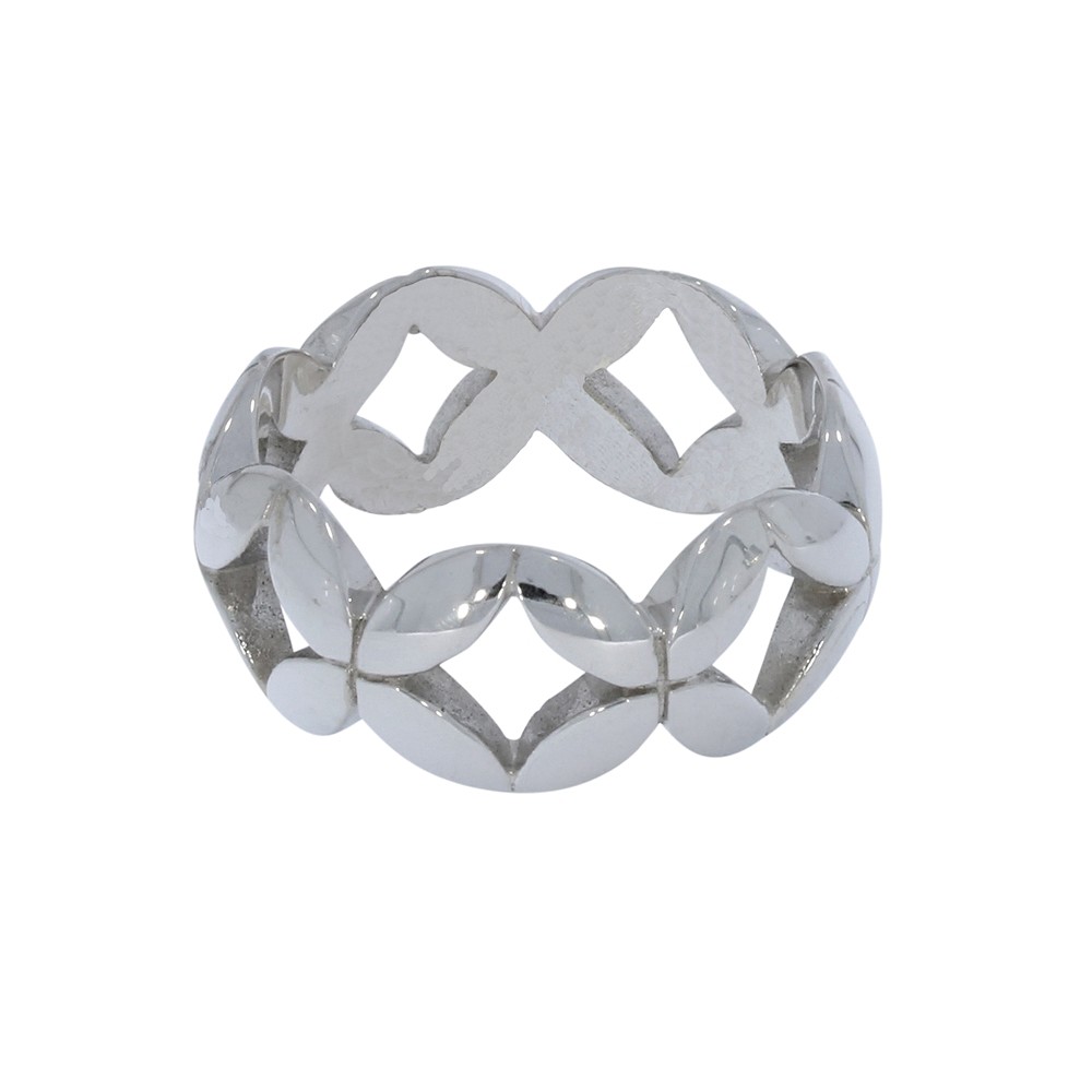 Square "Blossom" ring, size 55, rhodiniert | wholesaler gems & healing stones