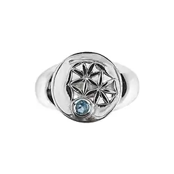 243018170022 Bague motif fleur Topaze (bleue), taille 57, rhodiée | Marco Schreier